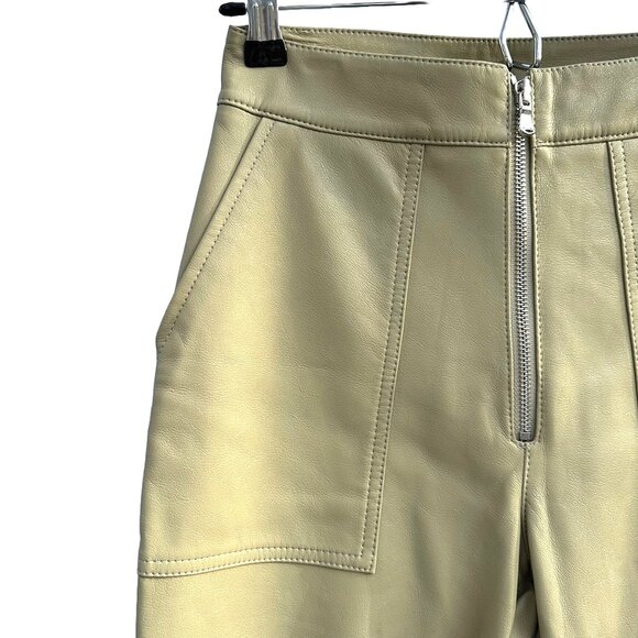 REVOLVE LNA Faux Leather Wide Leg Exposed‎ Zipper Pants - Women's Small - tan - Picture 2 of 9